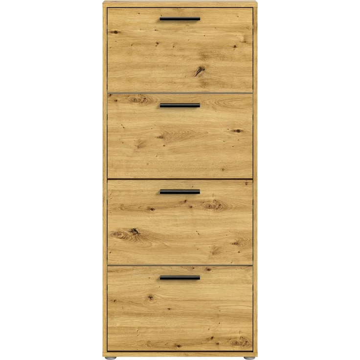 Carryhome 'SAM' Schuhkipper mit 4 Klappen, Holznachbildung Eiche Artisan, 59 x 136 x 17 cm, Platz für ca 12 Paar Schuhe – Bild 2