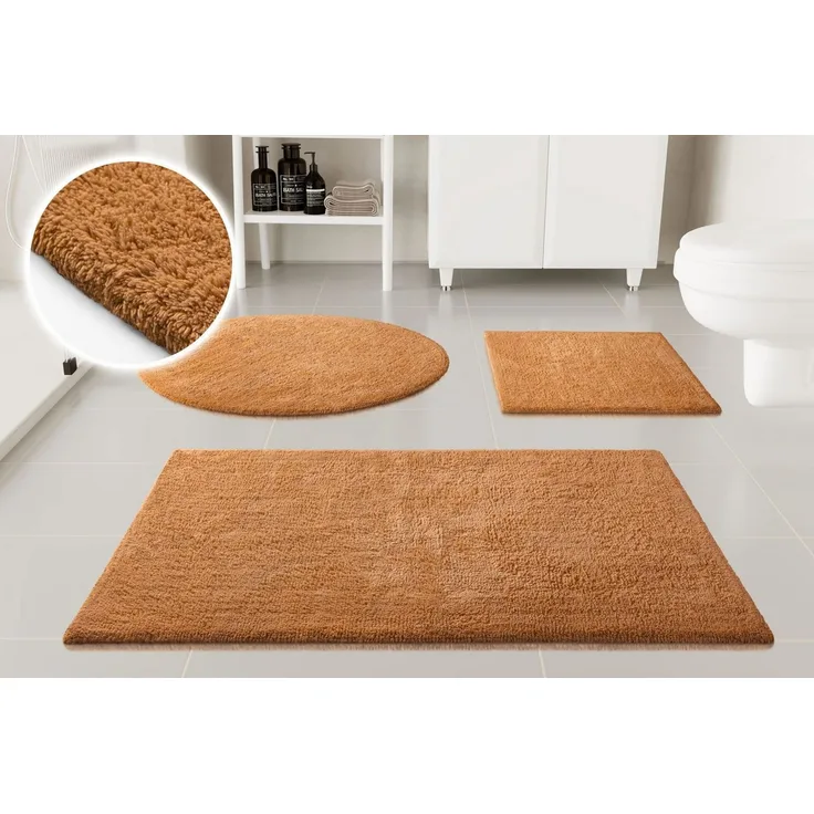 OTTO home Badematte Selenne, uni, viele Farben, Badvorleger, Badezimmer Teppich, Höhe 20 mm, rutschhemmend beschichtet, fußbodenheizungsgeeignet, Baumwolle, rund, Badteppich, getuftet, modern, Uni, antirutsch, flauschig, Baumwolle