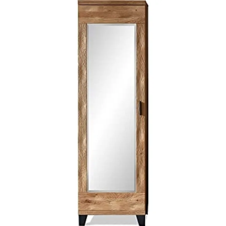 Möbel-Eins PERLINO Garderobenschrank, Front Massiv, Wildeiche geschroppt