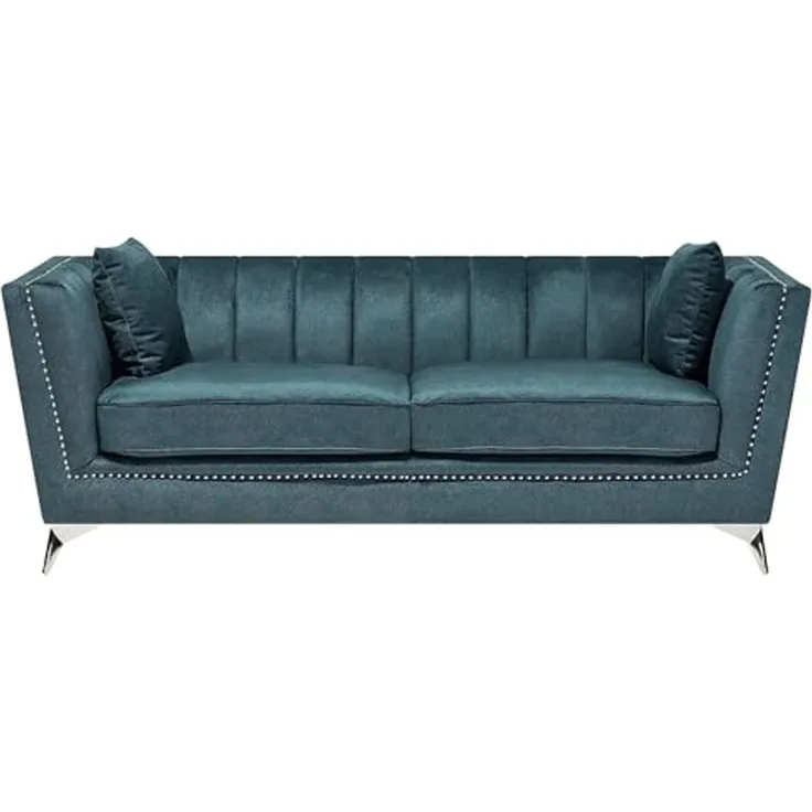 3-Sitzer Sofa Samtstoff blau-grün GAULA