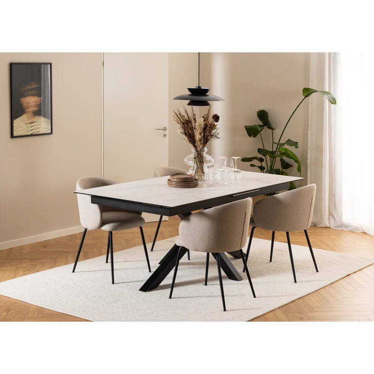 Armlehnstuhl >Eleanor< (2er-Set) in Beige - 56x80,5x54,5 (BxHxT) – Bild 5