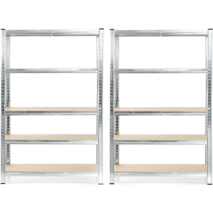 Wiltec Set 2X Schwerlastregal 180 x 120 x 40 cm, 875 kg Gesamtlast, Steckregal verzinkt aus Stahl, Lastenregal mit 5 Ablagen, Werkstattregal – Bild 6