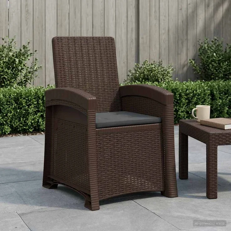 vidaXL Liegesessel Garten Rattan-Optik Braun und Anthrazit PP 8012005 – Bild 1