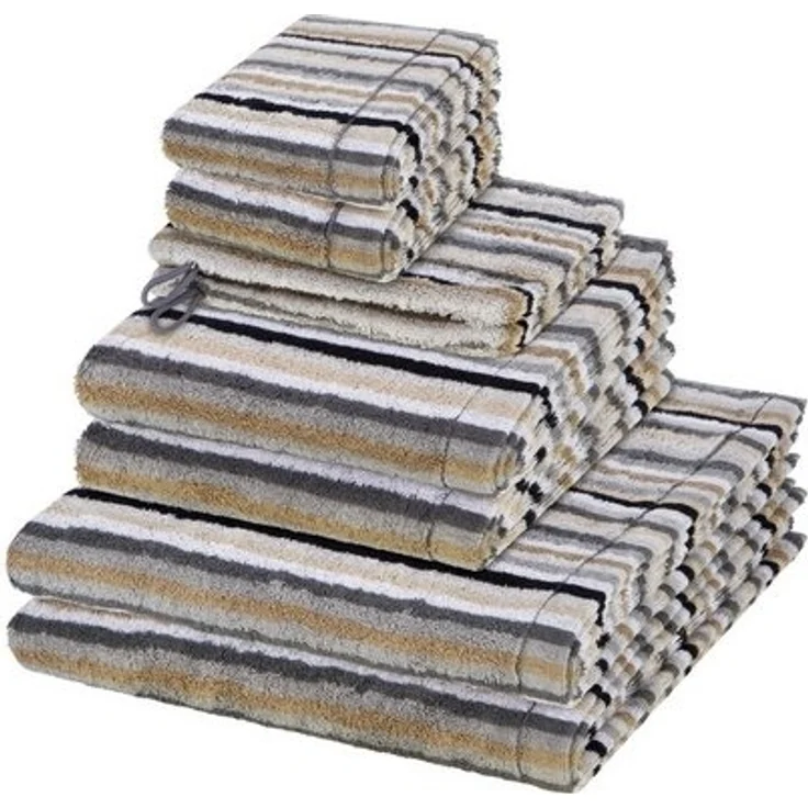 Cawö Lifestyle 8 tlg. Frottier-Set - 2 X Handtuch (50 X 100cm), 2 X Duschtuch (70 X 140cm), 2 X Gästetuch (30 X 50cm), 2 X Waschhandschuh (16 X 22cm) - 512 g/m2 - Kiesel – Bild 2