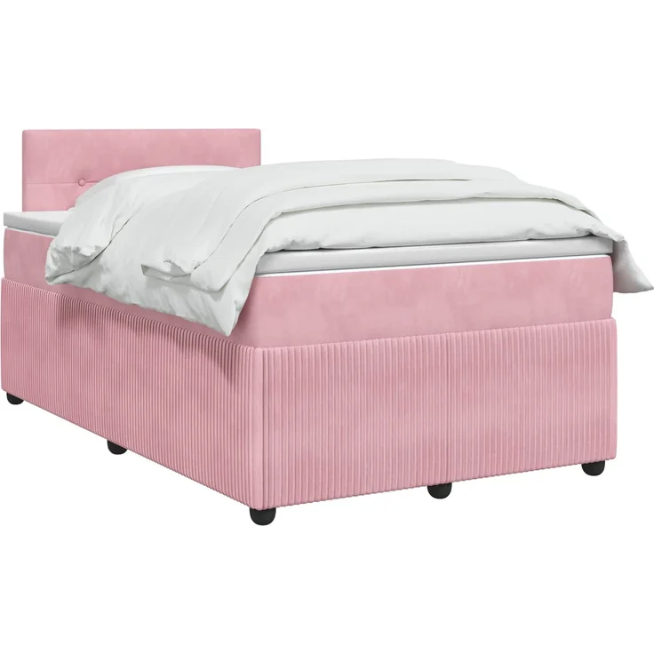 vidaXL Boxspringbett mit Matratze mit Kopfteil Rosa 120 x 200 cm Samt 3451660 – Bild 3