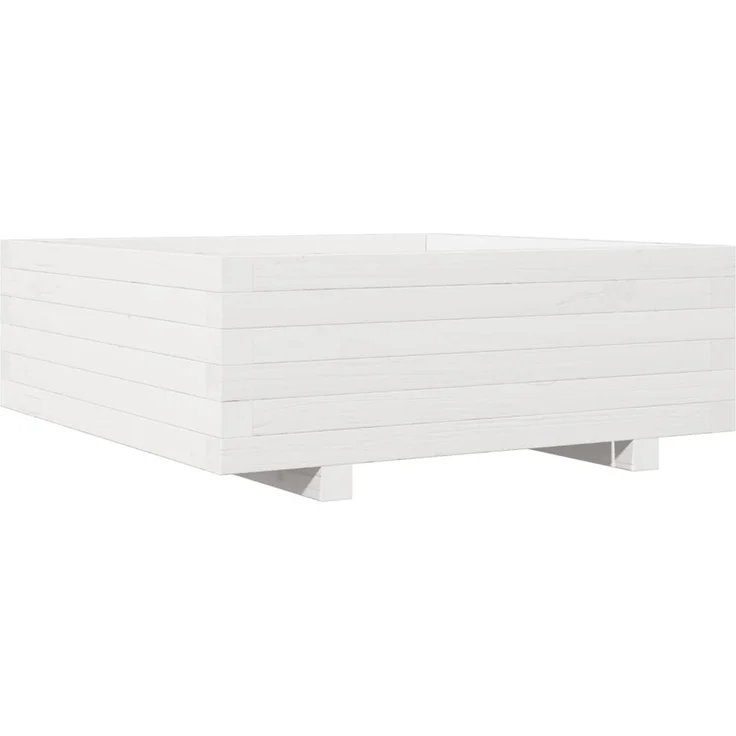 vidaXL Pflanzkübel Weiß 70x70x26,5 cm Massivholz Kiefer 847304 – Bild 1