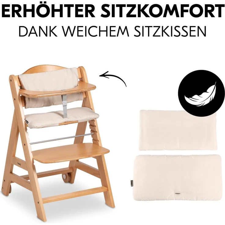 Hauck Beta+ Hochstuhl mit Einlage und Essbrett Natur – Bild 7