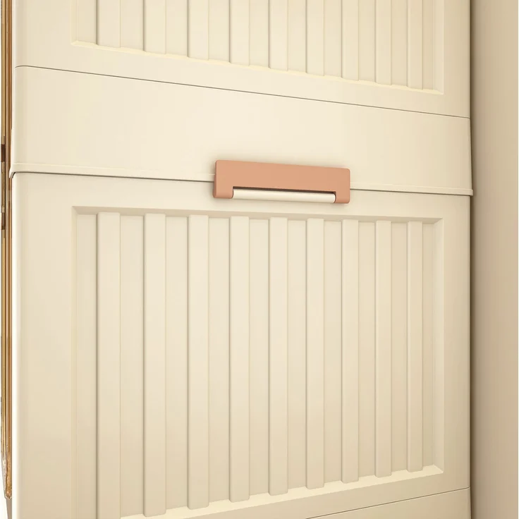 Kleiderschrank aus Kunststoff, faltbar mit 9 Magnettüren, 92x45x158 cm, Cremeweiß – Bild 10