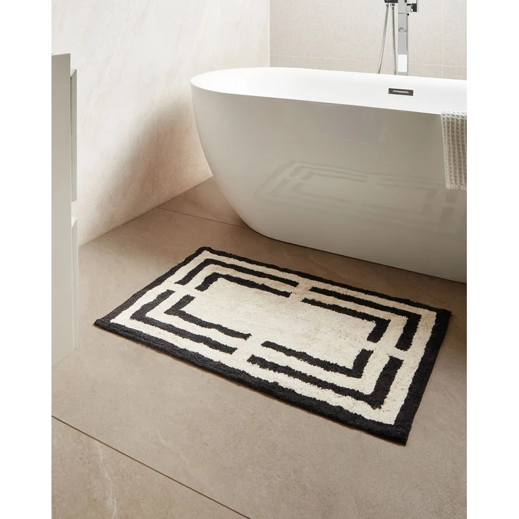 Badematte RISALU Schwarz Beige 60 x 90 cm Baumwolle – Bild 3