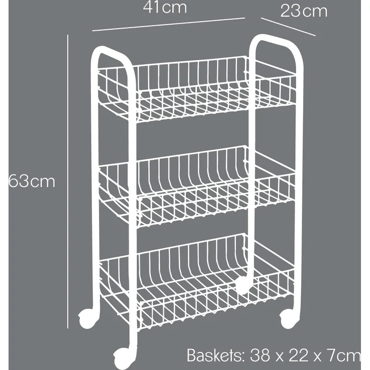 METALTEX 344403000 Lugano Allzweckwagen mit 3 Etagen Polytherm Copper / Rollregal, Höhe 63 cm – Bild 4