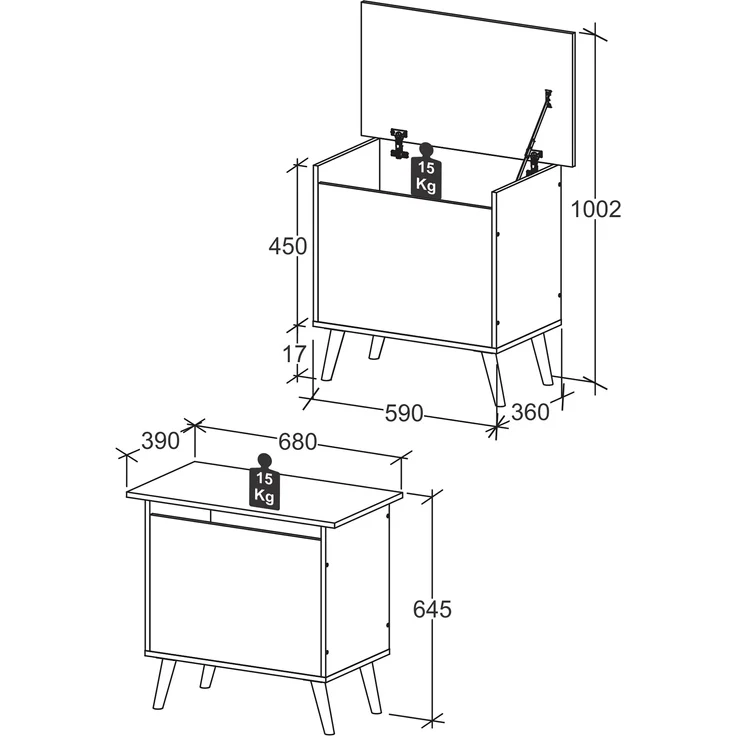 VCM Sitzbank Bosula 921063 Weiß / Anthrazit H. 65 x B. 68 x T. 39 cm – Bild 4