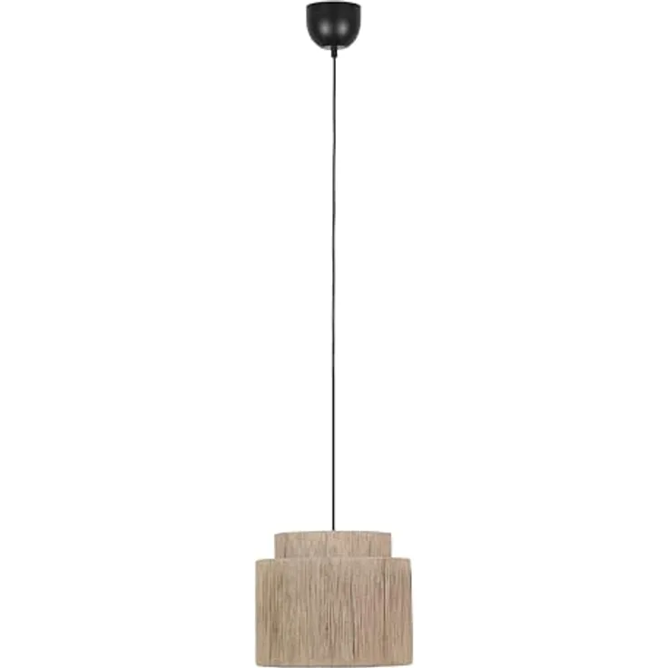 TRIO Smilla Pendelleuchte, 31cm schwarz mit braunem Seil, E27 LED geeignet, für Wohnzimmer und Schlafzimmer