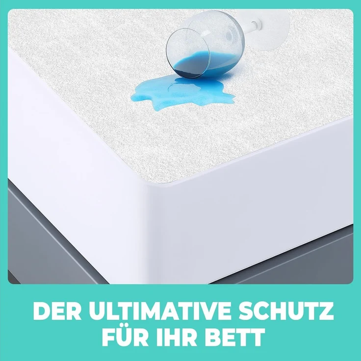 Matratzenschoner 200x200 cm wasserdichte Matratzenauflage Spannbettlaken Nässeschutz aus Baumwolle und Mikrofaser Inkontinenzunterlage Matratzenbezüg Atmungsaktiv für Bett und Matratze Waschbar – Bild 8