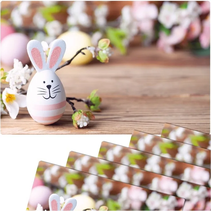 matches21 HOME & HOBBY Platzset Abwaschbare Tischsets 6er Set Ostern Blumen & Hase, (6-St), Platzsets als Tisch-Untersetzer und Tisch-Deko für Esstisch Teller