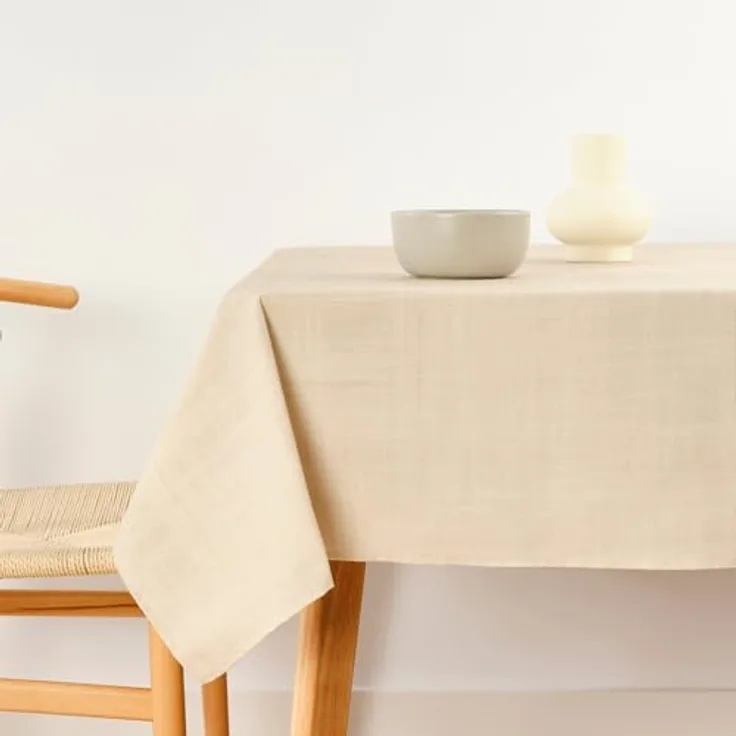 Belum Tischdecke mit Fleckenabweisend, Größe 300 x 140 cm, extraweich, Beige, mittelgroß, 100, Stoff 100% Bio-Baumwolle, einfarbig