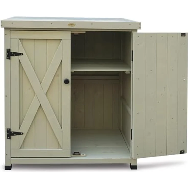 HABAU Gartenschrank "Laura" aus Holz, mit Arbeitsplatte, Grau, 80 x 45 x 92 cm – Bild 9