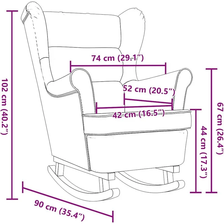 vidaXL Schaukelsessel Weiß 74x90x102 cm Leinen 4016931 – Bild 8