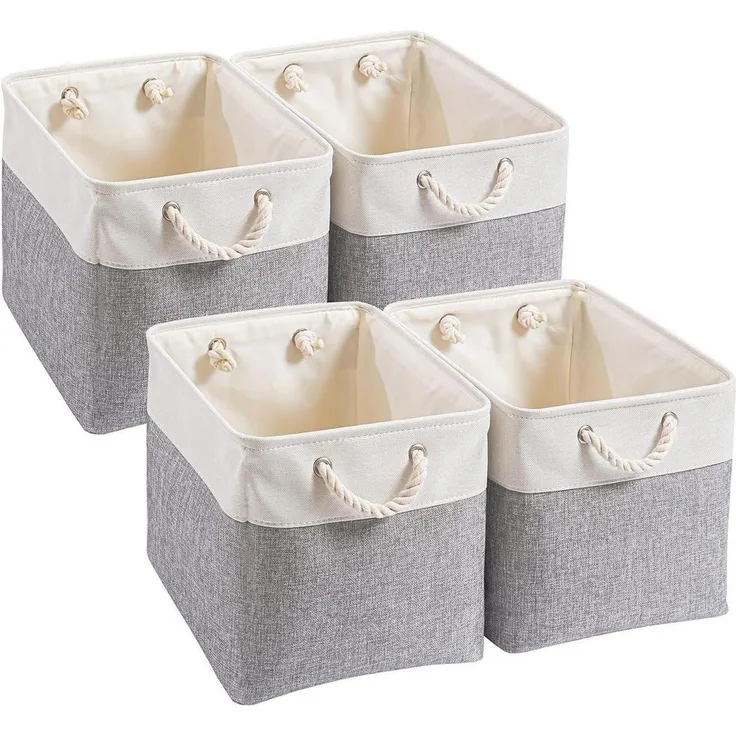 Aufbewahrungsbox Stoff 33x38x33cm Schrank Regal 4 Pack Grau Weiß