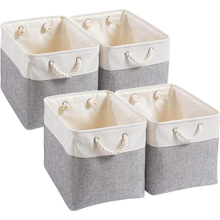 Aufbewahrungsbox Stoff 33x38x33cm Schrank Regal 4 Pack Grau Weiß – Bild 1