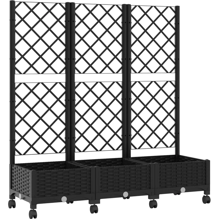 vidaXL Pflanzkübel mit Spalier und Rädern Schwarz 120 x 40 x 131,5 cm 3423052 – Bild 2