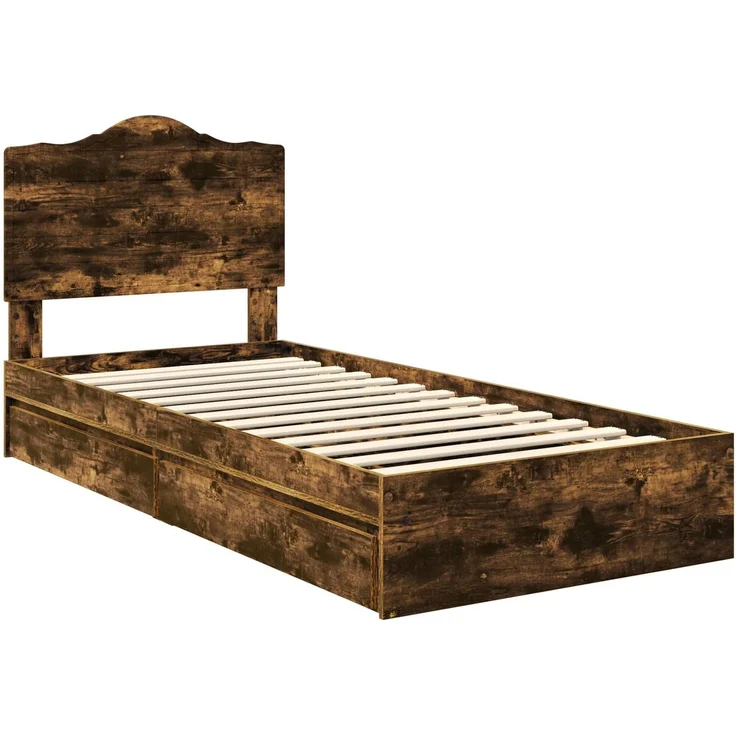 vidaXL Aufbewahrungsbett Geräucherte Eiche 90 x 200 cm Holzwerkstoff 3413545 – Bild 3