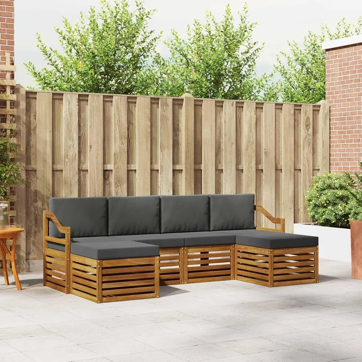vidaXL Outdoor-Sofagarnitur 6 stk. 6-Sitzer Natur und Anthrazit 3384698 – Bild 2