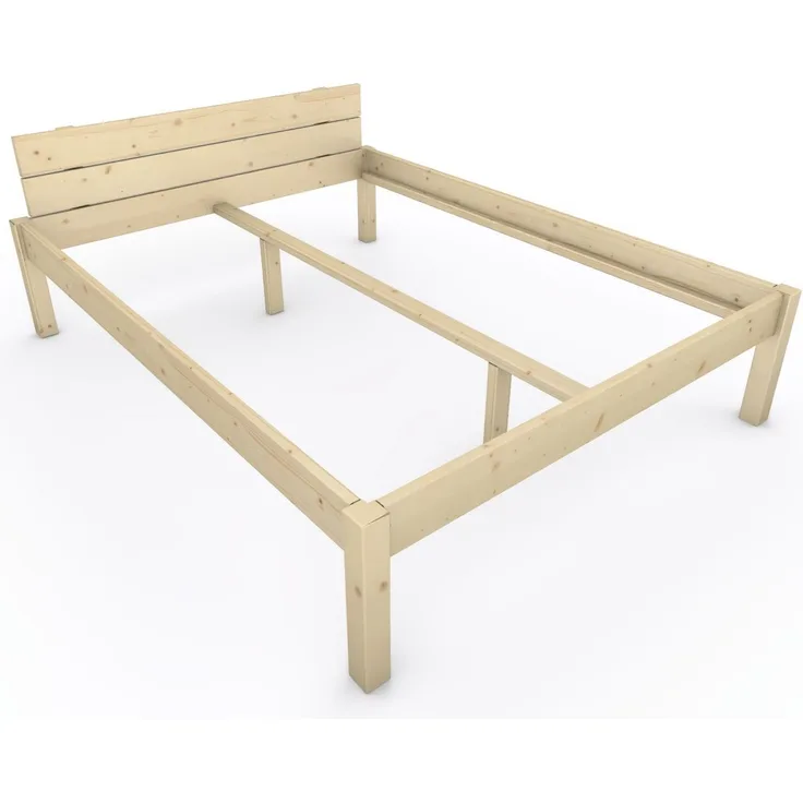 Pfostenbett "metallarm" Fichte Holzbett "Daybett" 160 x 210cm 48cm Doppelbett