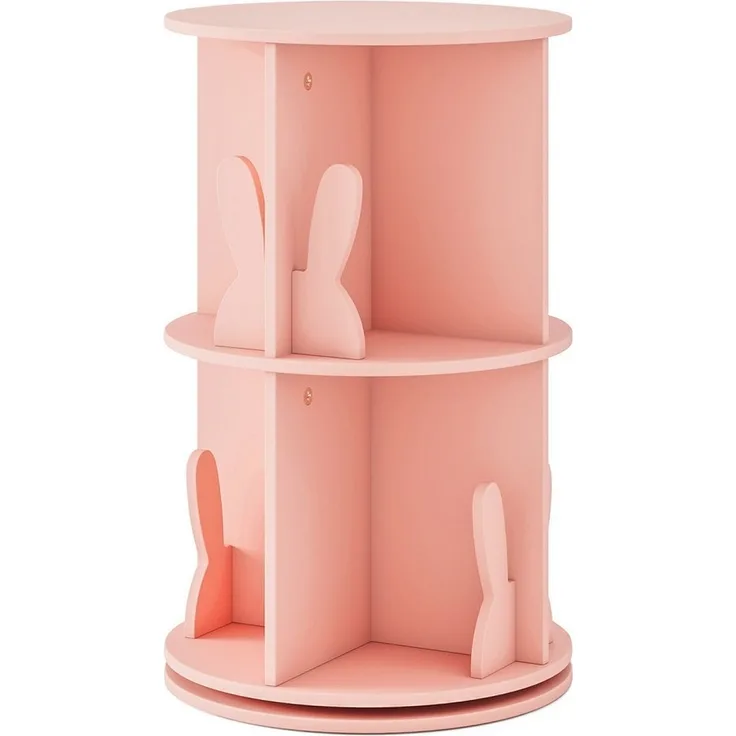 COSTWAY Kinderregal, Drehbares Bücherregal mit Hasen-Trennwänden, rosa