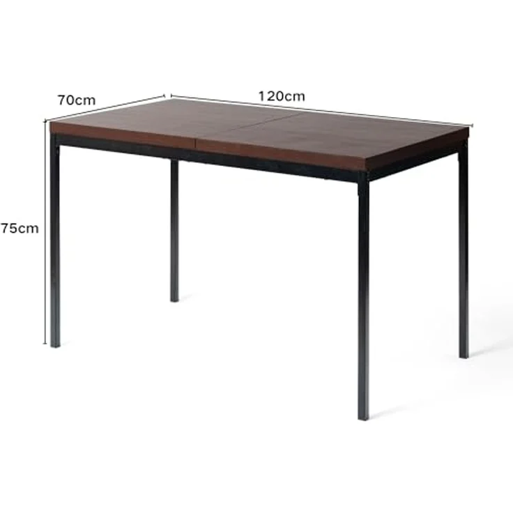 FurnitureR Garten-Esstische in Braun, Schlichter und eleganter Stil für 4 bis 6 Personen, Dicke Holzplatte mit Metallstruktur, für Terrasse, Terrasse, Garten, 120 x 70 x 75 cm – Bild 2