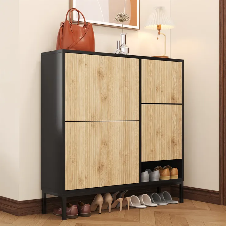 Schuhschrank, Schuhkipper, Schuhregal mit Sitzfläche, Sideboard, Mehrzweckschrank, schmal – Bild 3