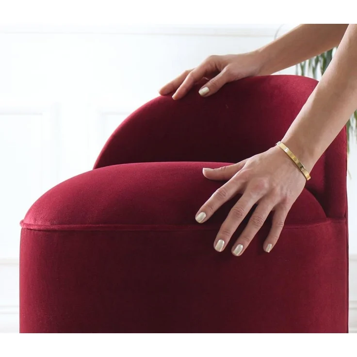 Hanah Home 'Dover - Claret Red' Pouffe, Bordeauxrot, 45 x 50 x 45 cm – Bild 4