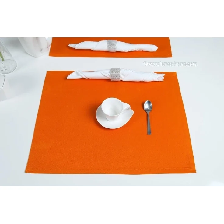 Lemos Home Platzset Tischset Platzdeckchen 4 Stück ca. 46x36 cm aus Baumwolle Viele Farben (Orange) – Bild 5