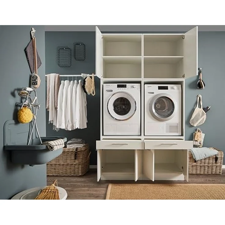 Laundreezy Mehrzweckschrank-Set Laundreezy, 4-tlg. Mehrzweckschrank-Set B/H/T 135/238/68 cm, (4-St), Breite 135 cm, Soft-Close-Funktion, höhenverstellbare Füße – Bild 7
