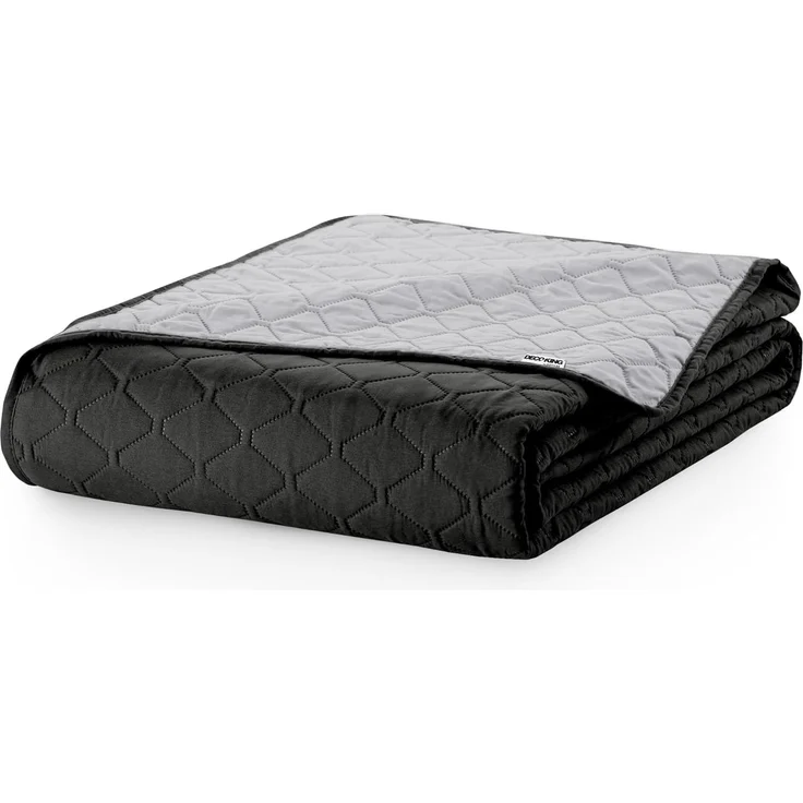 DecoKing Tagesdecke zweiseitig Bettüberwurf doppelseitig pflegeleicht Axel, Polyester, silber schwarz, 220x240 – Bild 6
