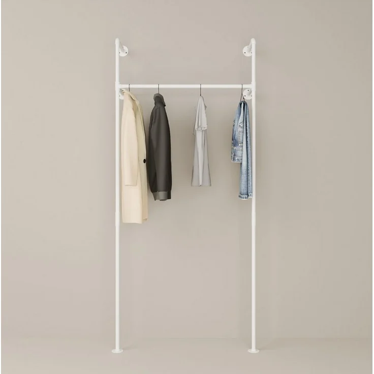 pamo. design Kleiderständer KIM Kleiderstange Wandmontage, offener Kleiderschrank, Kleiderständer, Weißer Garderobenständer im Industrial Design für Kleidung – Bild 3