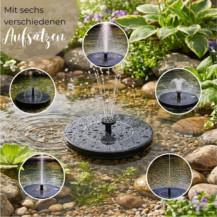 matches21 HOME & HOBBY Blumentopf Solarbrunnen Wasser-Fontäne für Garten Springbrunnen Miniteich (1 St), Schwimmende Solar Wasserpumpe für Balkon Terrasse Vogeltränke – Bild 3