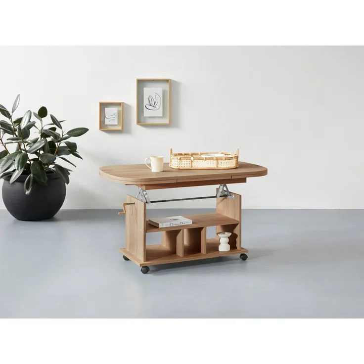 'Babsi III' Couchtisch, Sonoma Eiche, ausziehbar und höhenverstellbar, mit Rollen