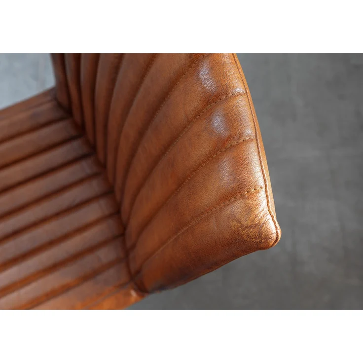 Stuhl Echtleder 45x62x88 cognac IRON LABEL #10 – Bild 6