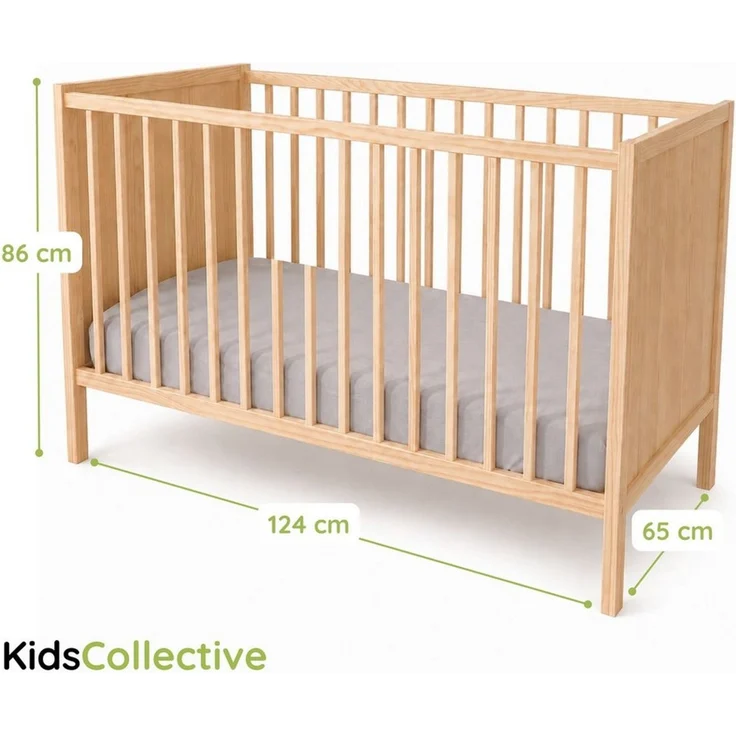 Kids Collective Babybett Kinderbett Gitterbett 60x120/70x140 cm modular & höhenverstellbar Holz, verschiedene Varianten wählbar, massives Holz, ab Geburt Natur – Bild 3