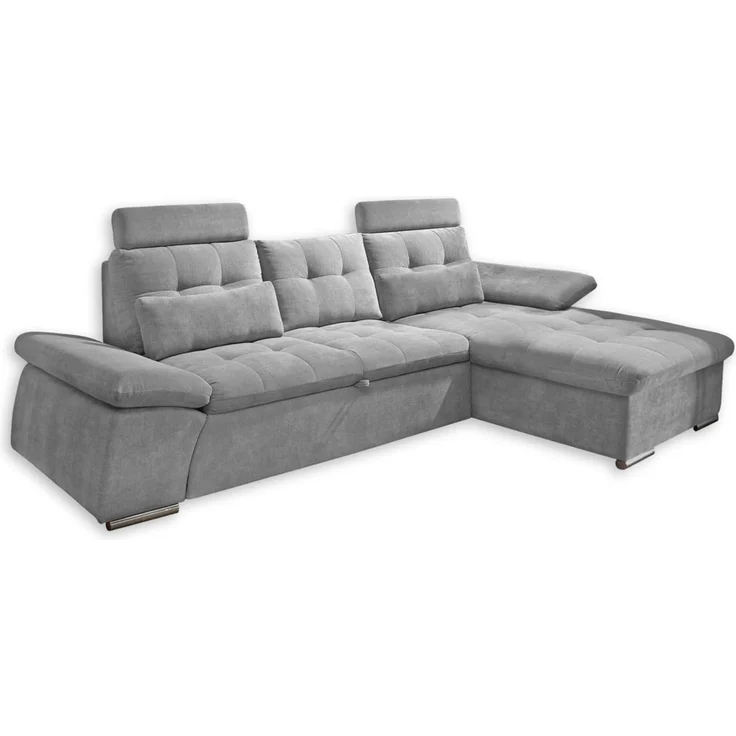 NALO Ecksofa mit Schlaffunktion, Stoffbezug Dunkelgrau - Ausziehbare Eckcouch mit verstellbaren Armlehnen - 268 x 103 x 170 cm (B/H/T)
