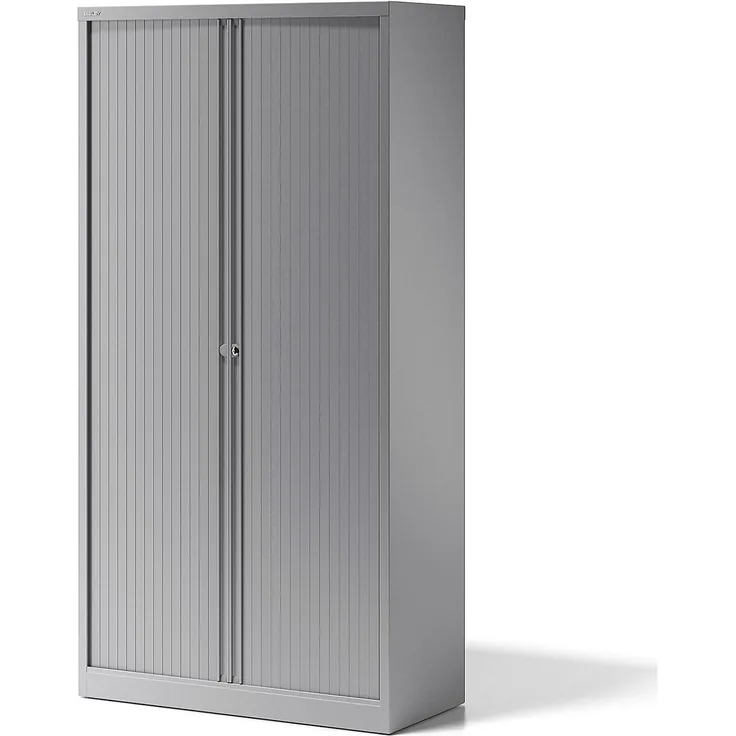 Rollladenschrank Essentials, mit 4 Fachböden für 5 Ordnerhöhen, Farbe silber