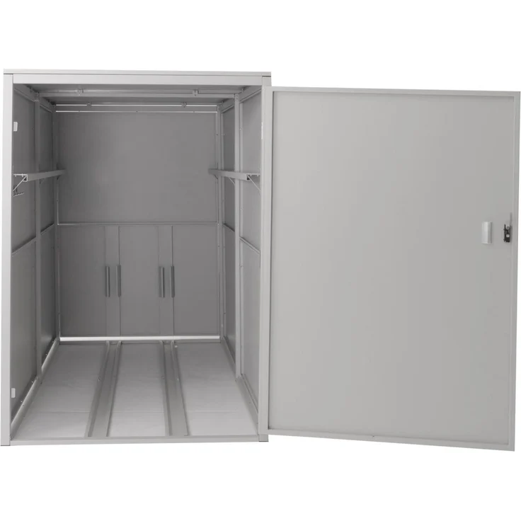 Mendler 'HWC-L56c' 2er-Fahrradgarage mit Ablage, abschließbar, Metall hellgrau, 160 x 113 x 209 cm – Bild 8