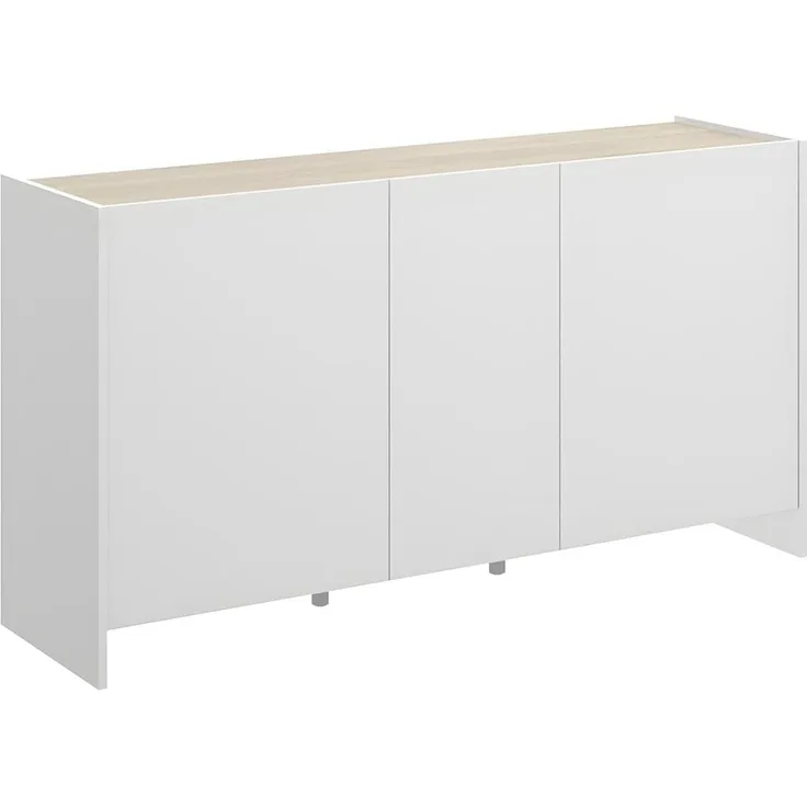 Sideboard CHERIFA - 3 Türen - Weiß & Eichefarben