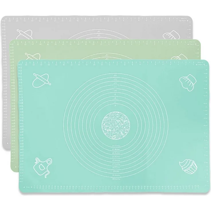 mixed24 Ausrollmatte XXL Silikon Backmatte Backunterlage 65x45cm Dauerbackmatte, Teigmatte Ausrollmatte