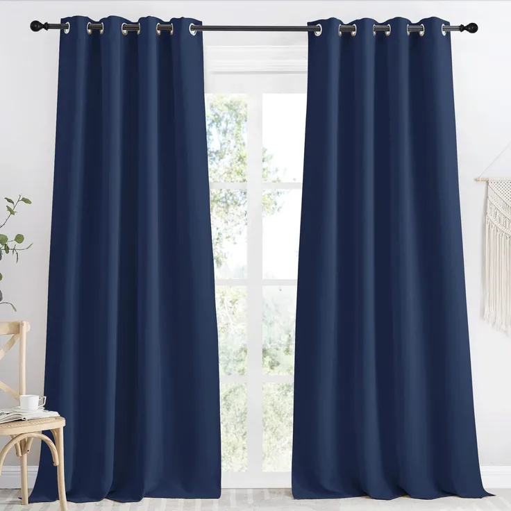 NICETOWN Verdunkelungsvorhang, Marineblau, 139,7 cm breit und 243,8 cm lang, lichtblockierend, Raumverdunkelungsvorhang/Vorhang für Kinderzimmer, Ringoberseite