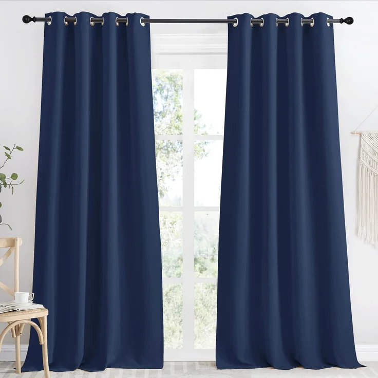 NICETOWN Verdunkelungsvorhang, Marineblau, 139,7 cm breit und 243,8 cm lang, lichtblockierend, Raumverdunkelungsvorhang/Vorhang für Kinderzimmer, Ringoberseite