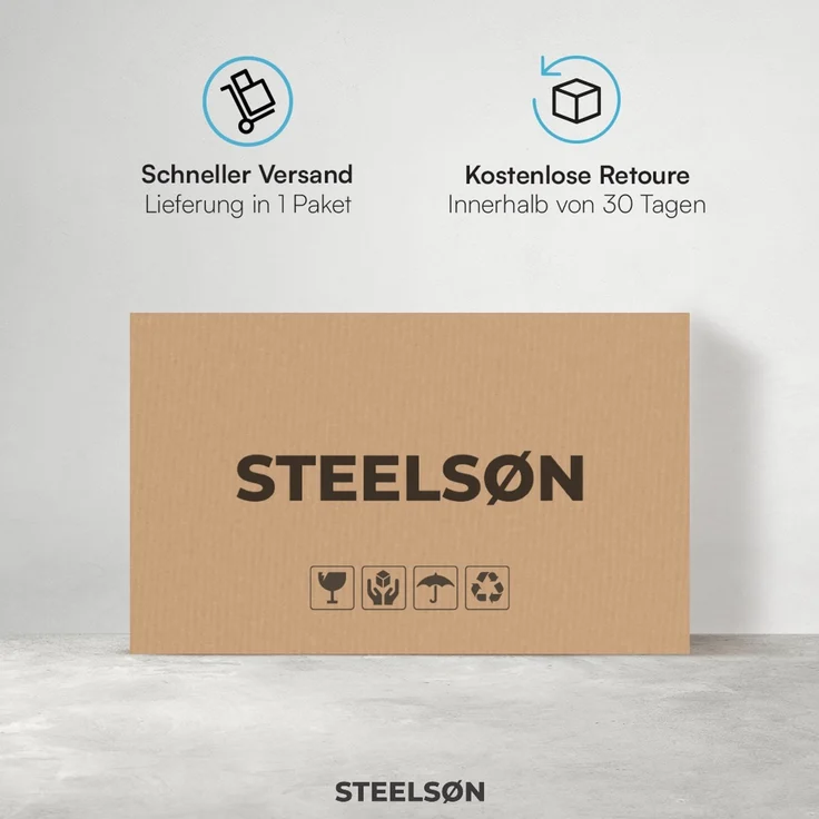 STEELSØN 'Veldora' Schaukelstuhl, schwarzes Polyrattan, Kissen beige, ergonomischer Relaxsessel, bis 125kg, XXL Schaukelsessel 75×100×65 cm – Bild 11