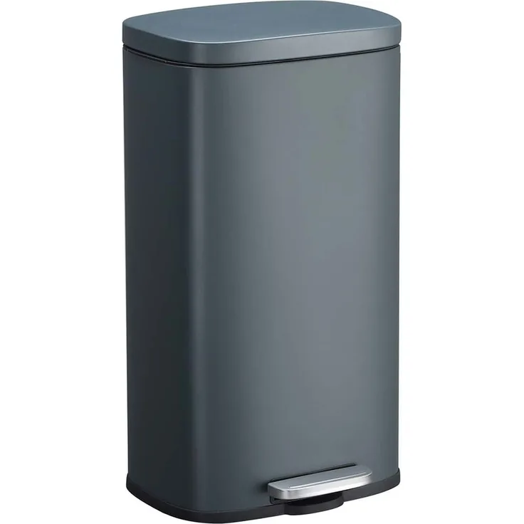 Songmics Mülleimer, geruchsdicht, Edelstahl, 30 Liter, Rauchgrau