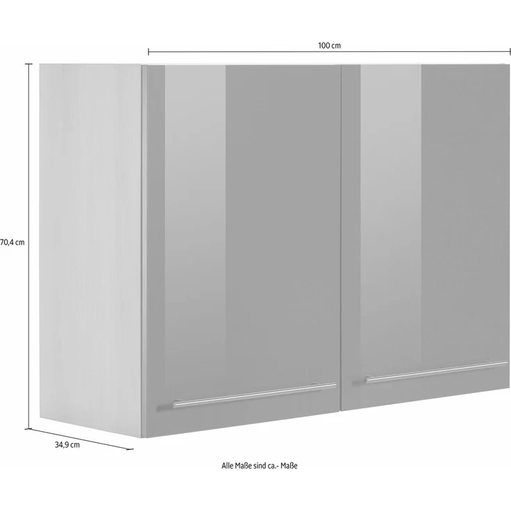 OPTIFIT Hängeschrank Bern Breite 100 cm, 70 cm hoch, 2 Türen, mit Metallgriffen – Bild 2