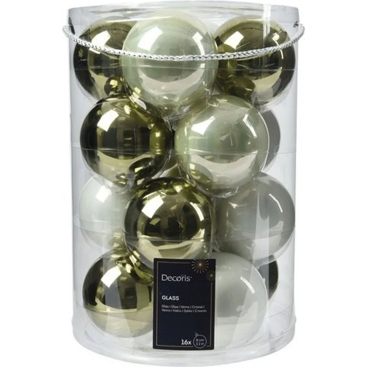 Kaemingk Weihnachtsbaumkugel, Weihnachtskugeln Glas 8cm 16 Stück - Grün / Weiß Mix – Bild 2
